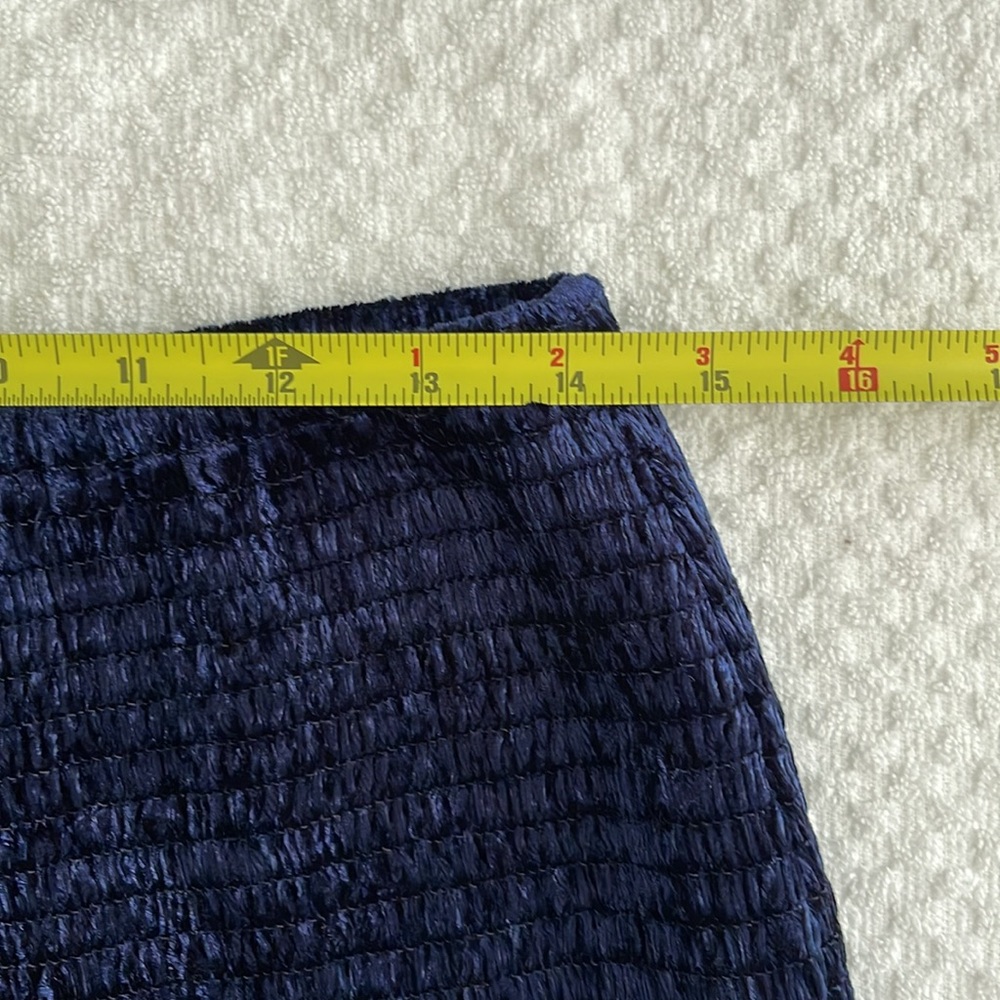 Aqua Velvet Smocked Ruffled Flounce Mini Skirt Navy Size L - Picture 8 of 10